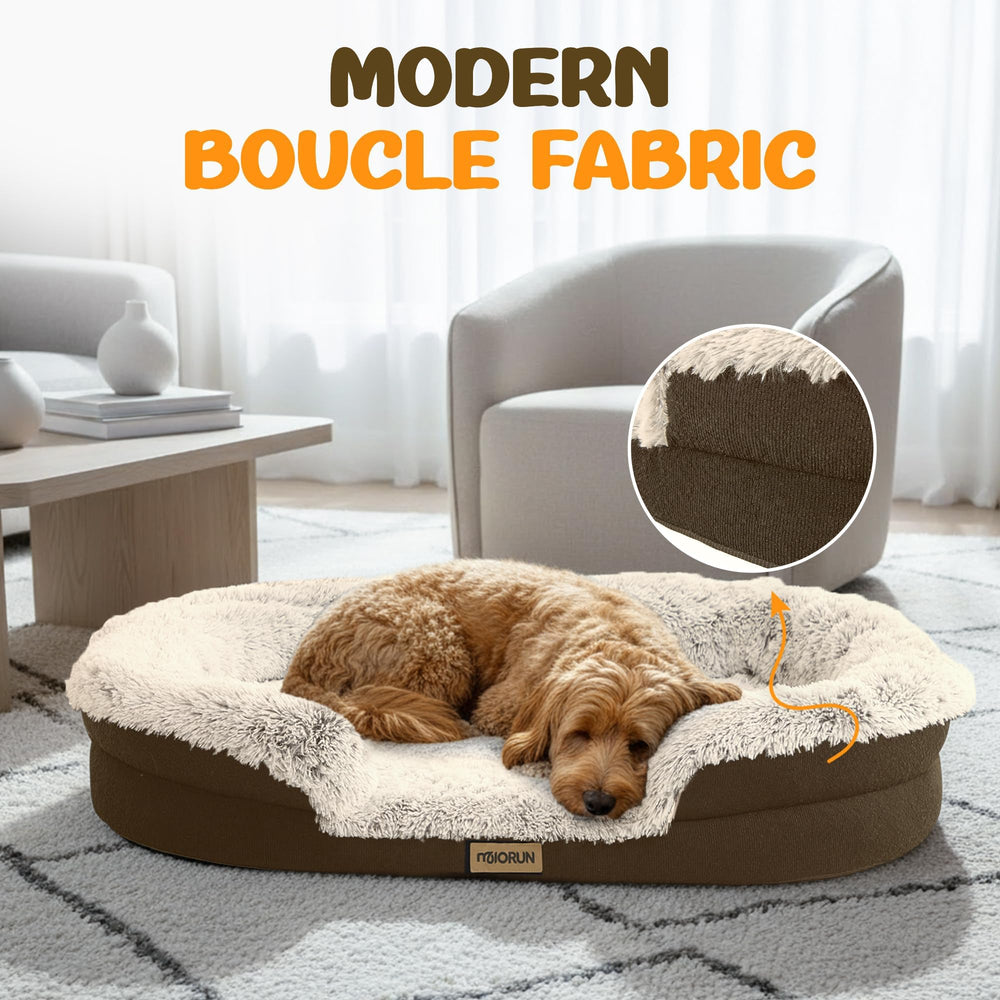 Miorun bouclé fabric bed combines modern style with durable, cozy lounging
