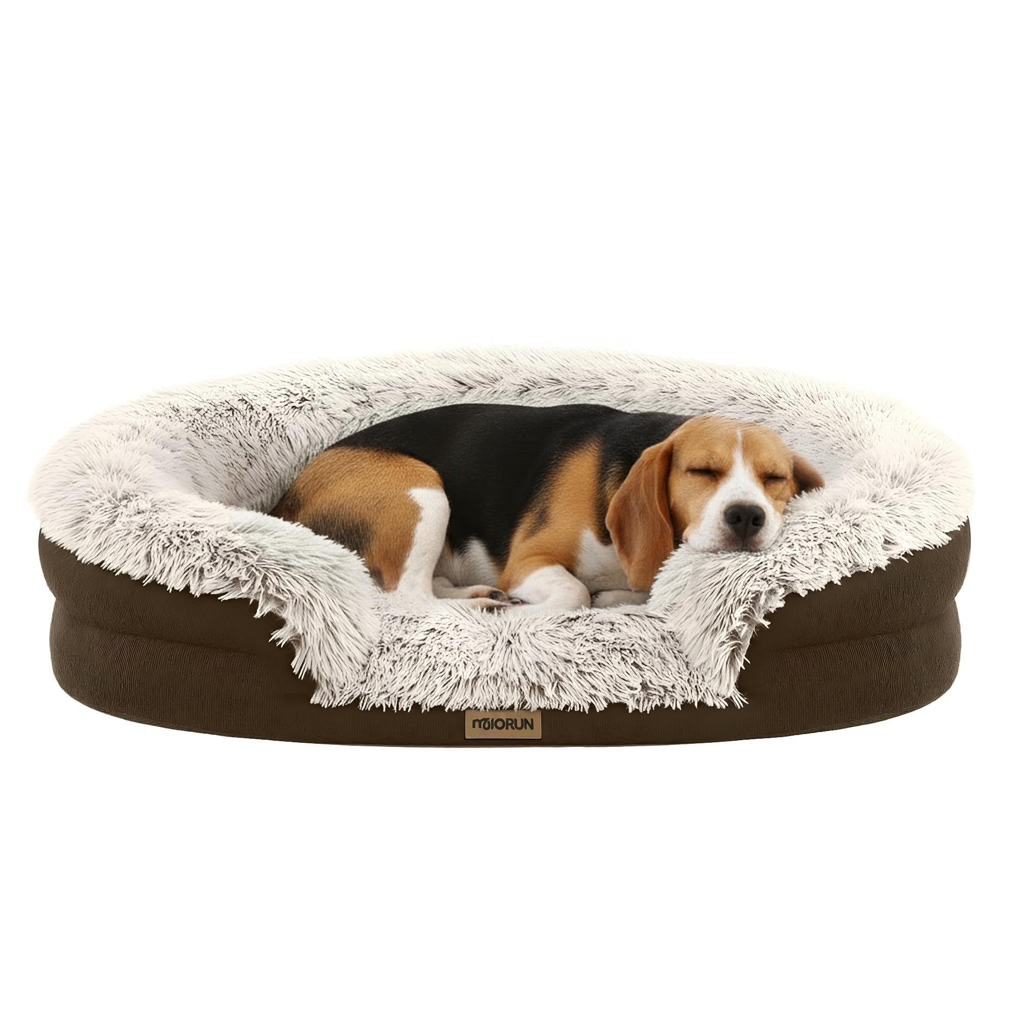 Miorun fluffy dog bed plush top offers a cozy lounging surface for small and medium dogs