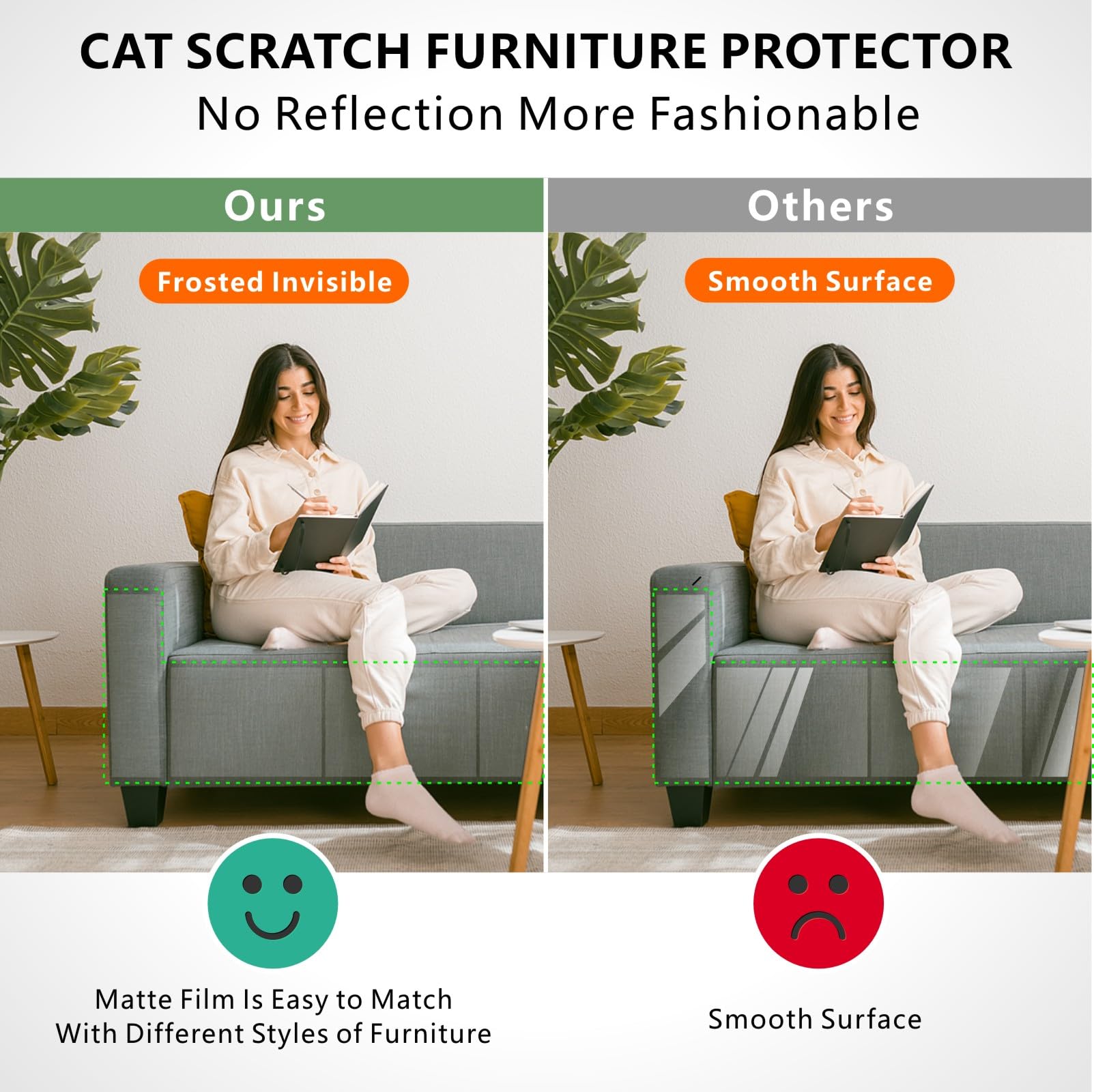 mioule cat scratch deterrent adhesive-side demonstrates seamless application on furniture.