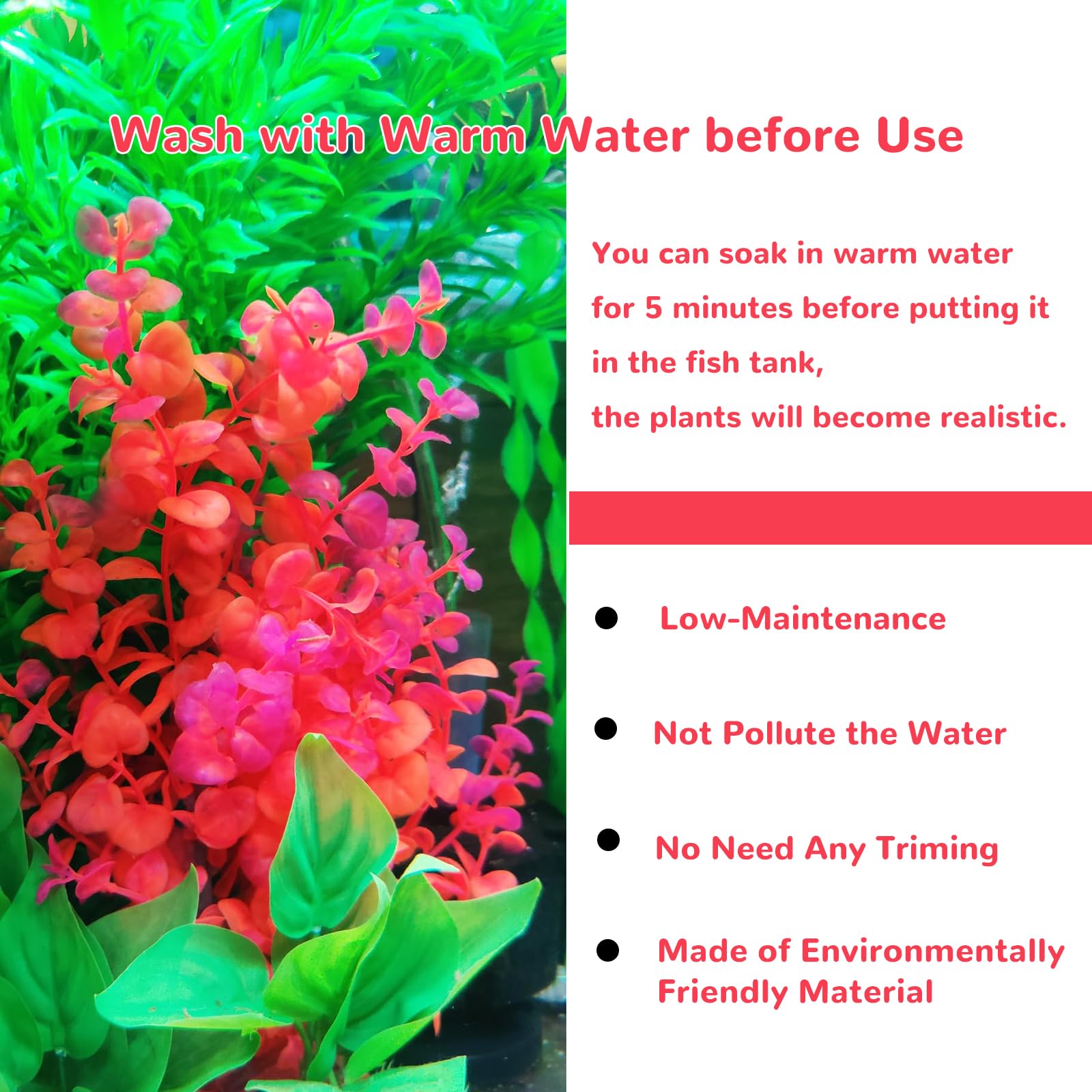 Mipukbay red aquarium plants in a glass tank showcasing vivid color