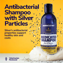 Miracle Vet bottle with ingredients display highlights antifungal and antibacterial action