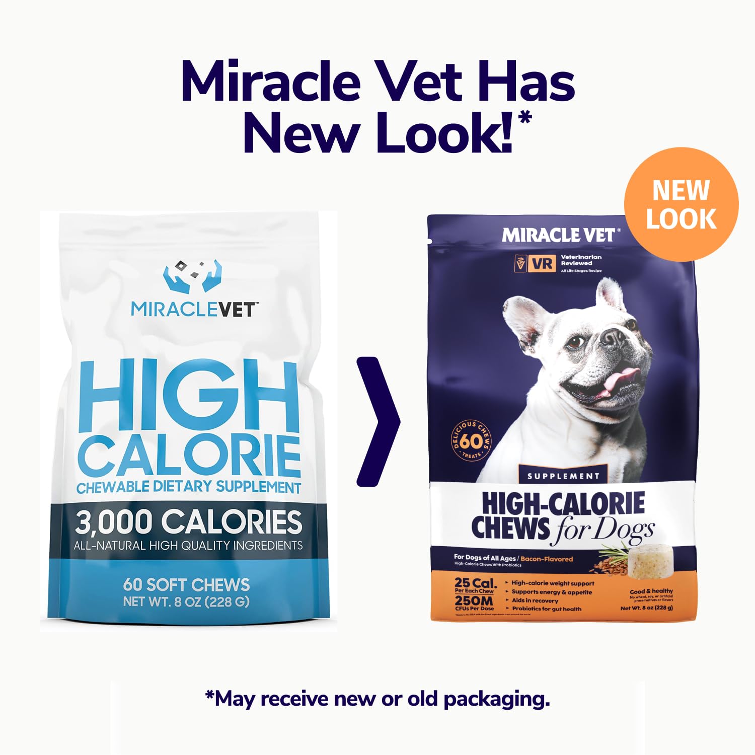 Miracle Vet puppy growth support imagery featuring growth-friendly treats.