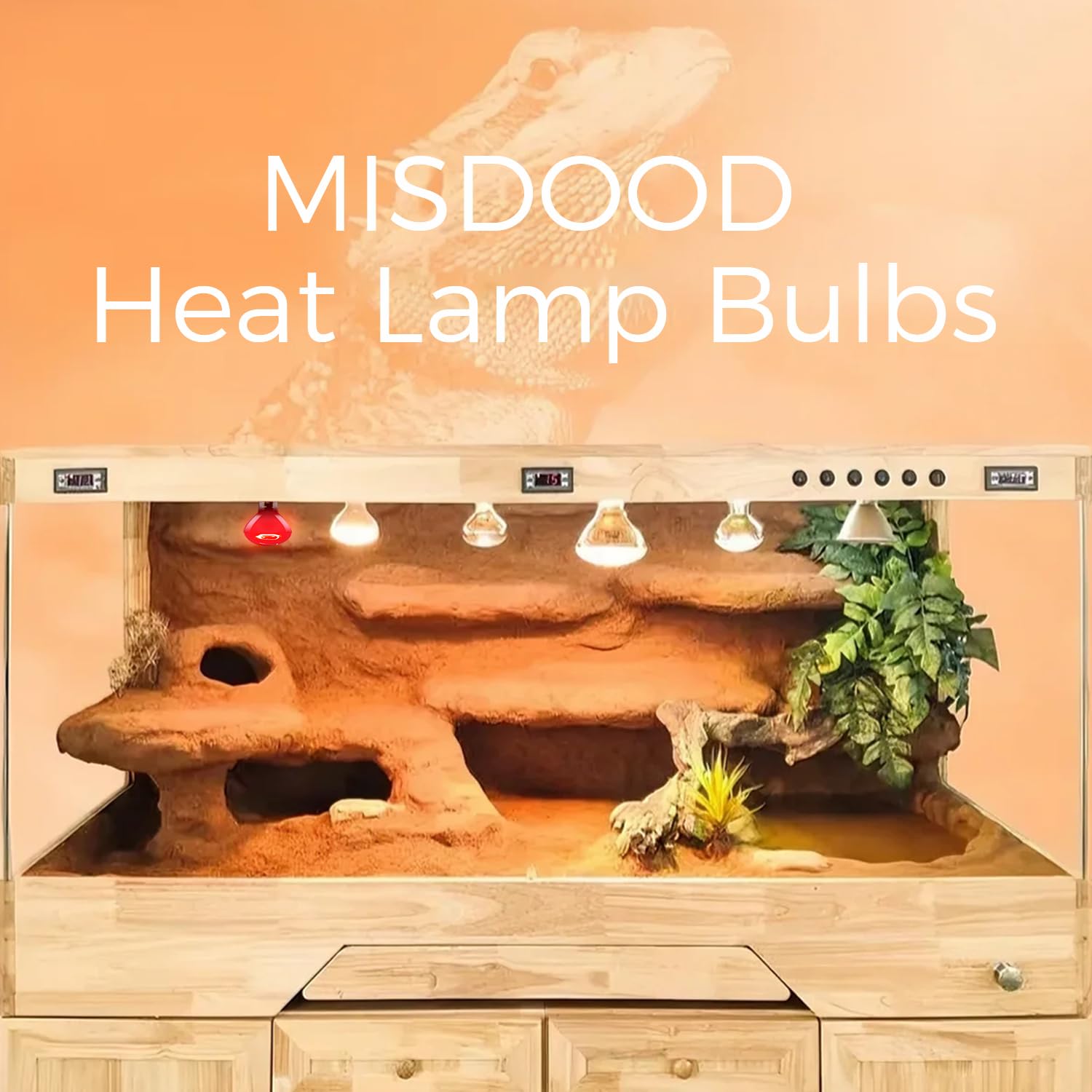  MISDOOD Reptile Heat Lamp 50W suited for bearded dragon habitats and gecko enclosures