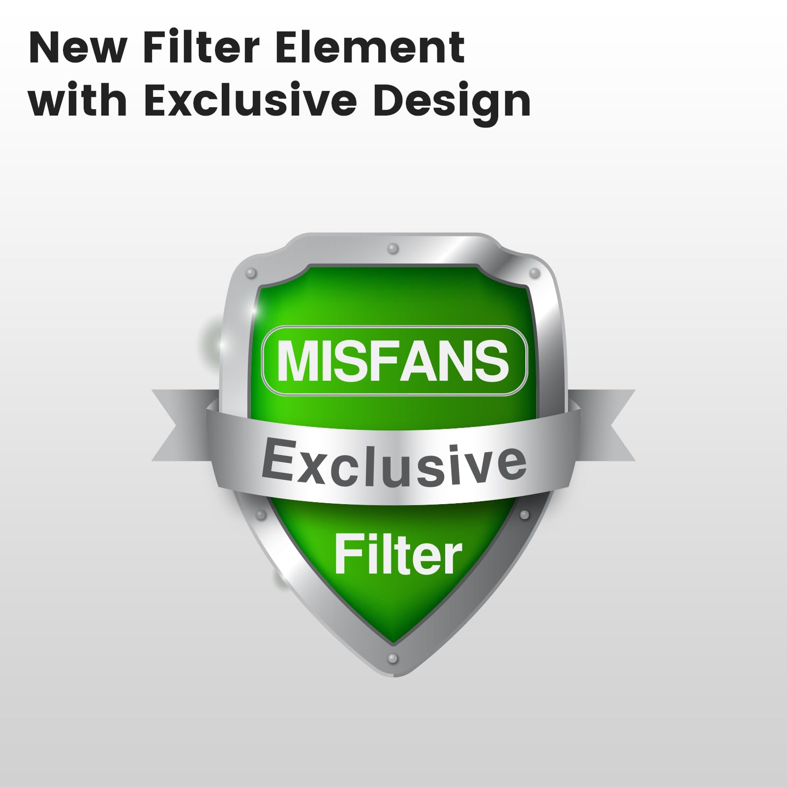 MISFANS S003/S005 filter pack close-up showing debris capture