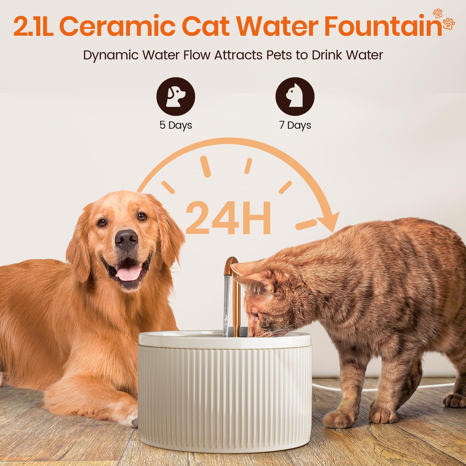 MISFANS ultra-quiet pump operates under 20dB for peaceful pet moments.