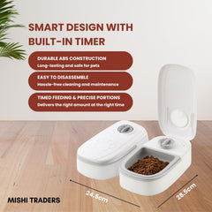 Mishi Traders feeder showing compact dry and wet food bins.