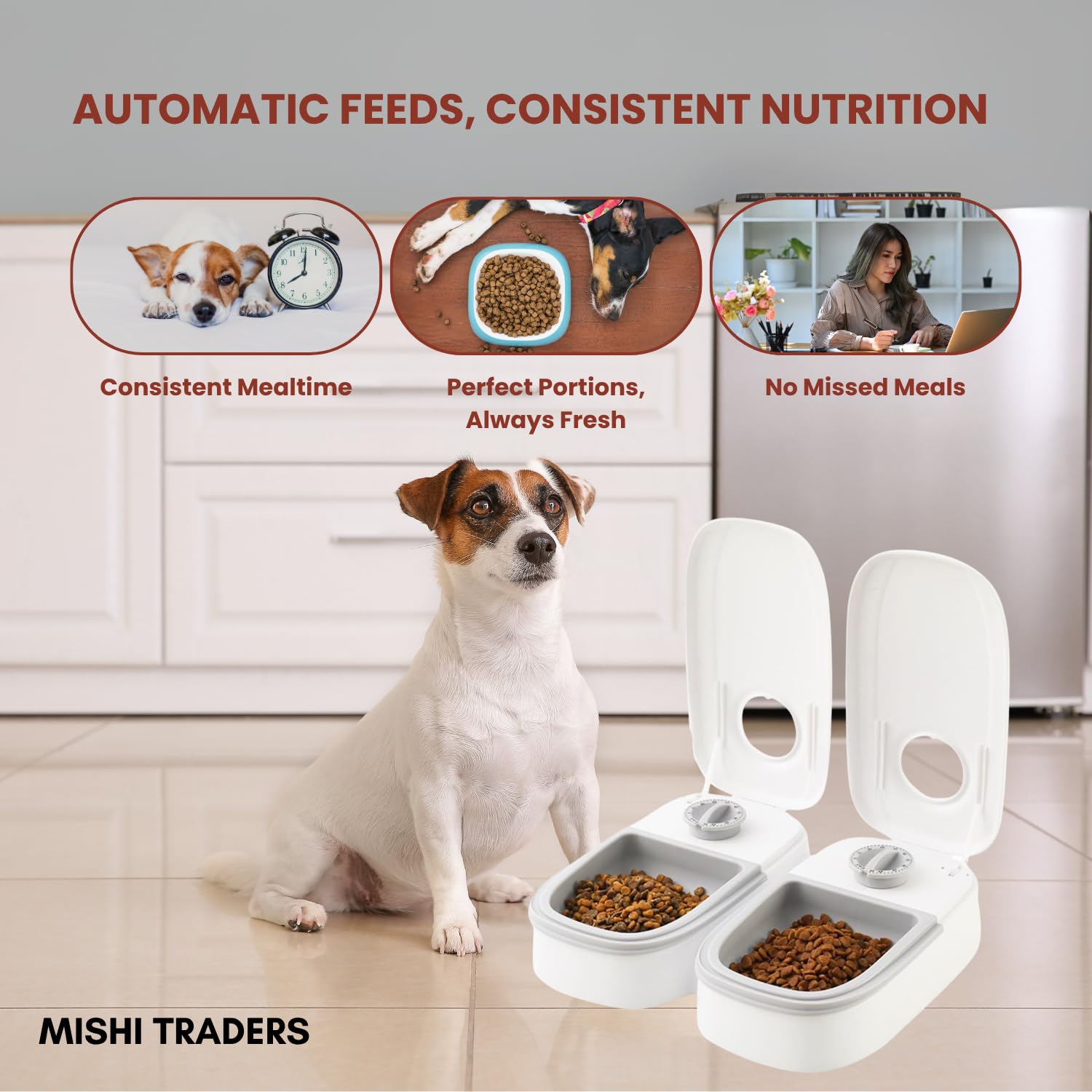 Mishi Traders automatic feeder top control panel for easy schedule setup.