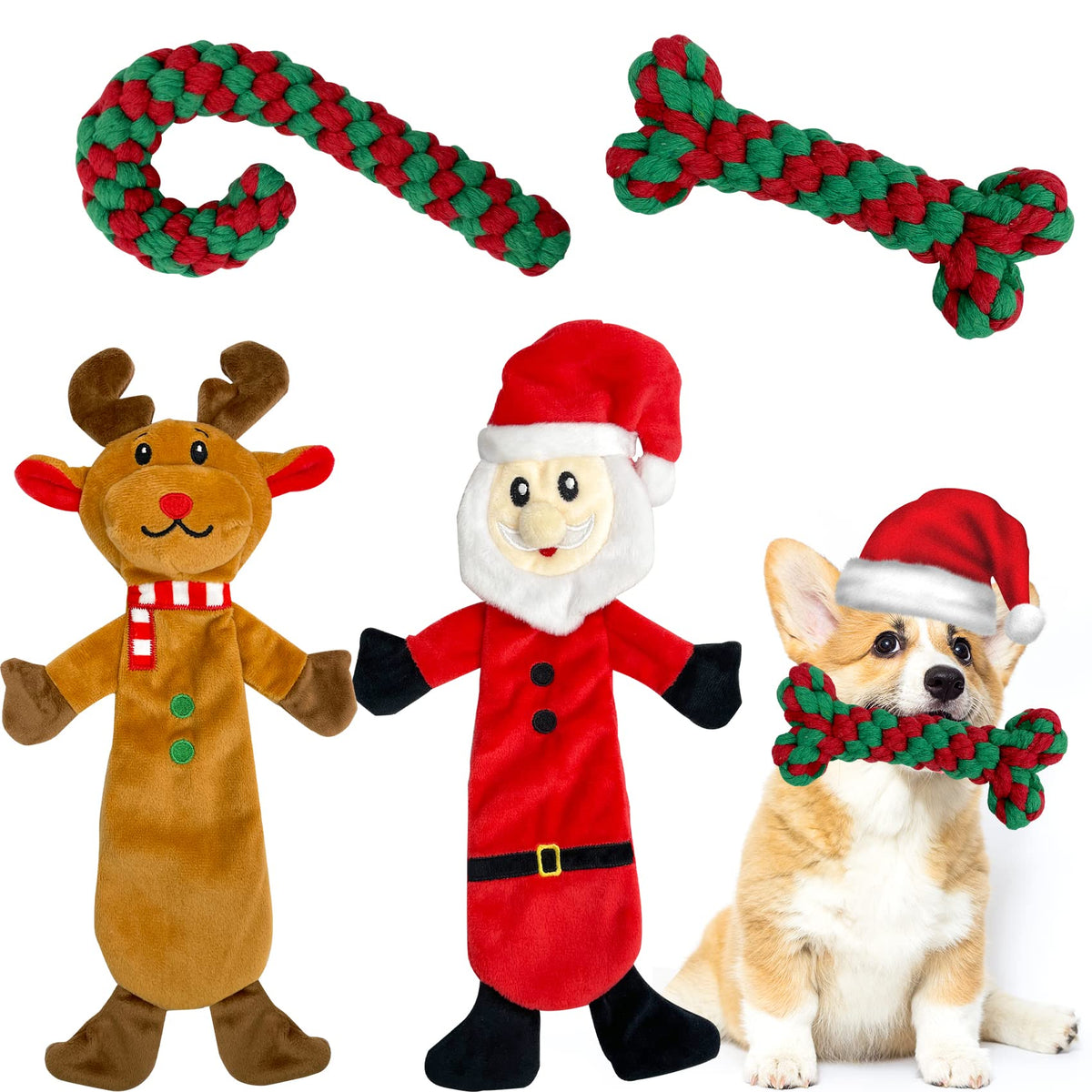 MISS FANTASY Santa plush toy for dogs with interactive squeak for engaging play