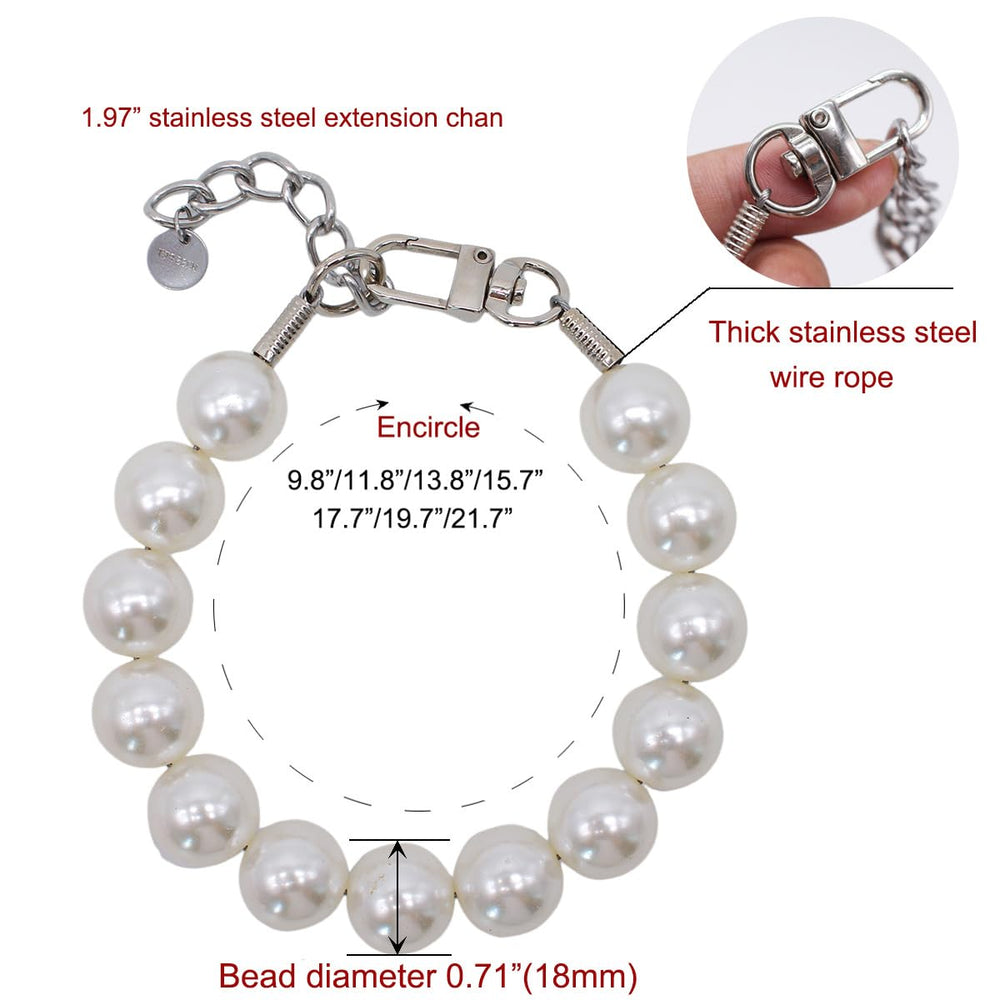 MISS PET collar shows adjustable chain for a comfortable neck fit.