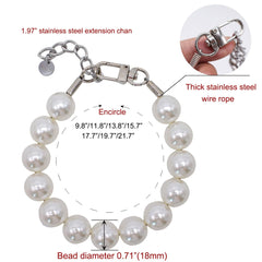 MISS PET collar shows adjustable chain for a comfortable neck fit.