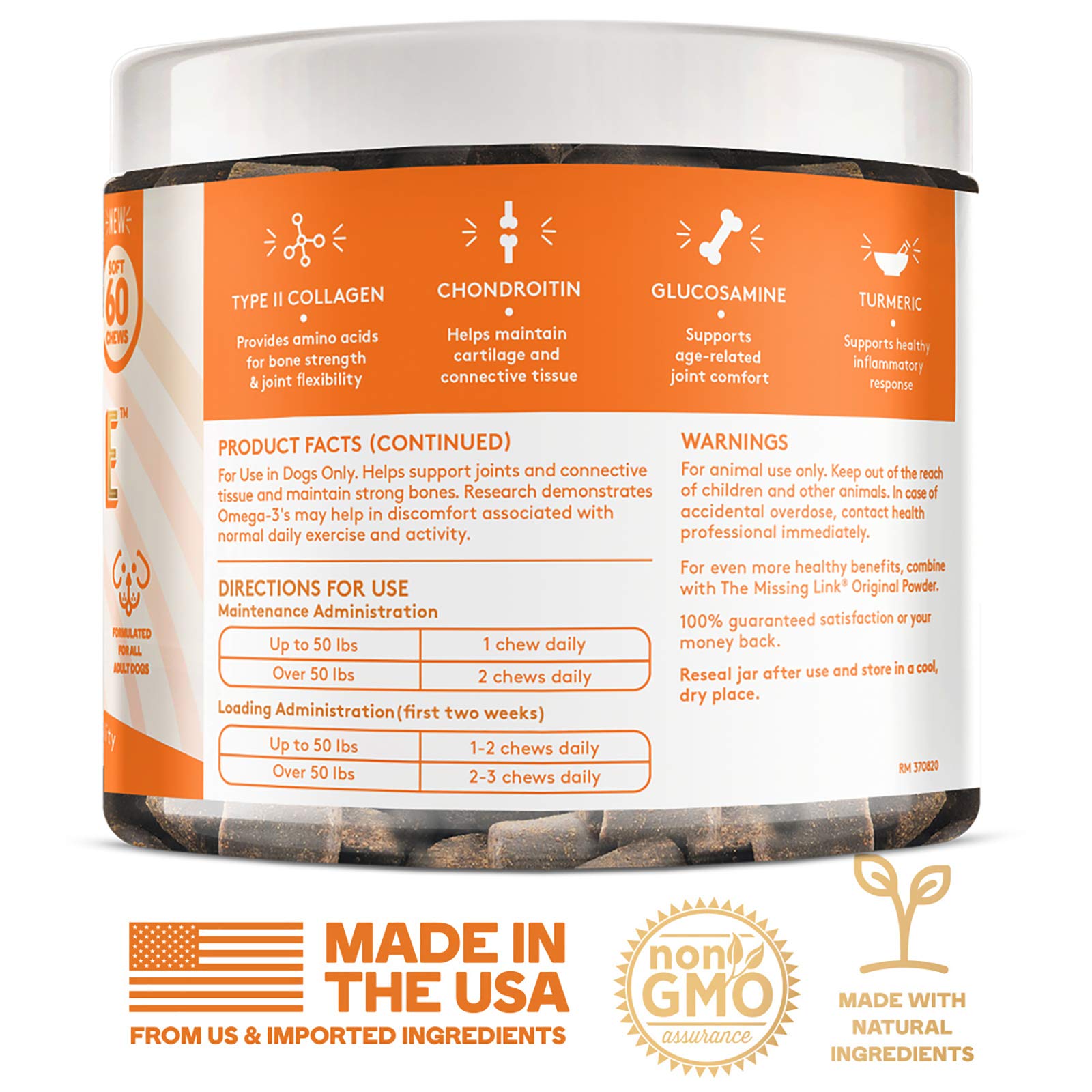 The Missing Link collagen care soft chews dog meal-mix image shows easy daily integration