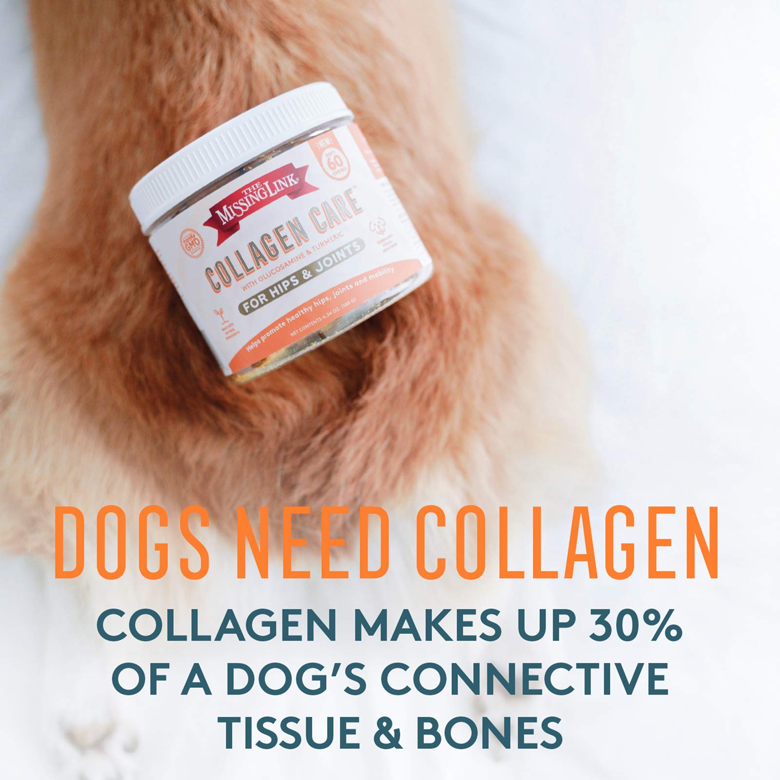 The Missing Link collagen care soft chews dog treat closeup highlights joint comfort potential