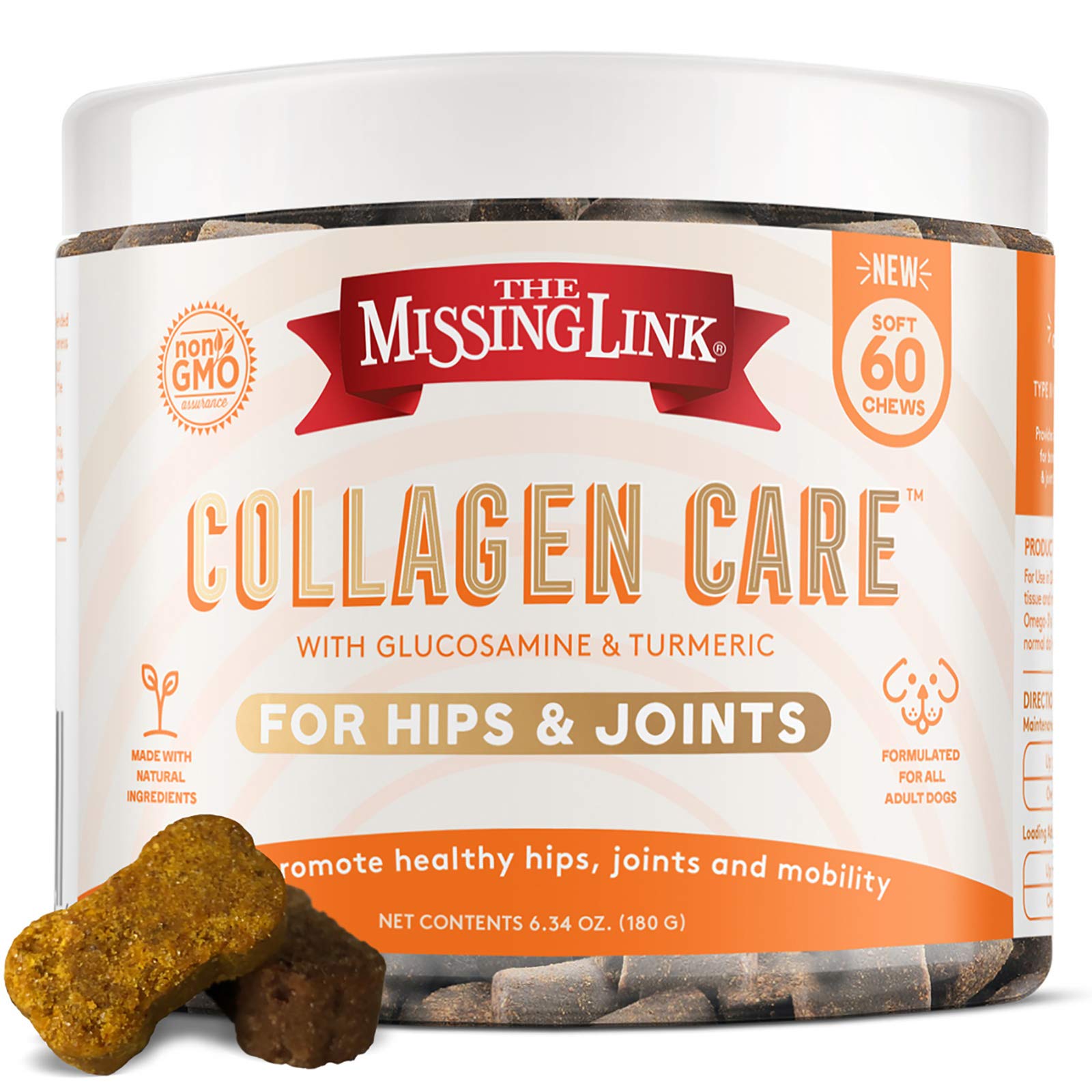 The Missing Link collagen care soft chews us-made label underscores trustworthy dog health support