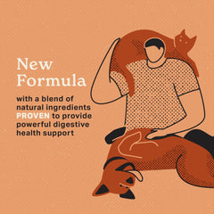 The Missing Link probiotic blend bottle closeup promoting pet gut health with seven probiotics.