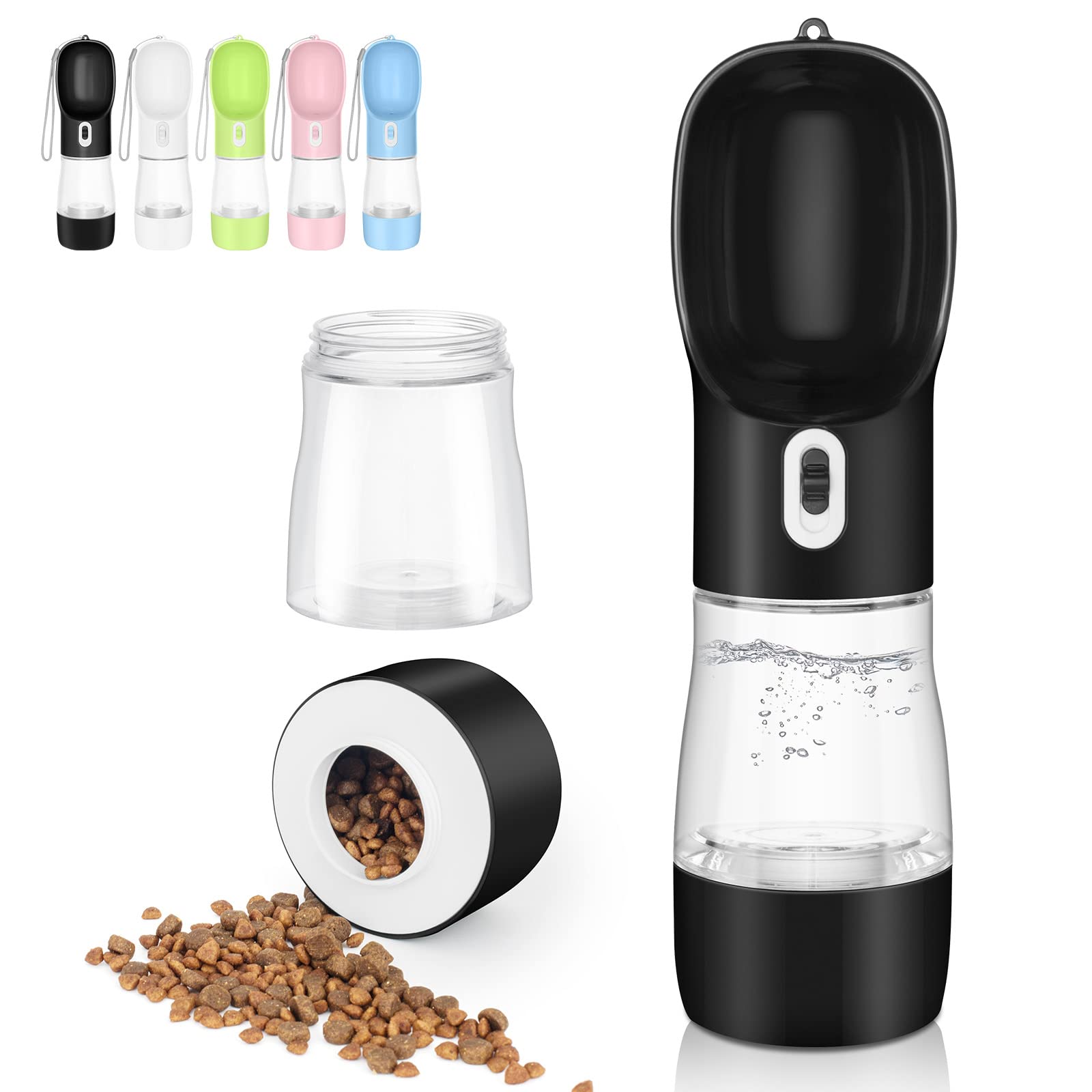 Misthis Outdoor Dog Water Bottle front view shows all-in-one hydration on the go.