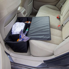 MISTIC COOL seat extender with built-in storage keeps toys organized on trips.