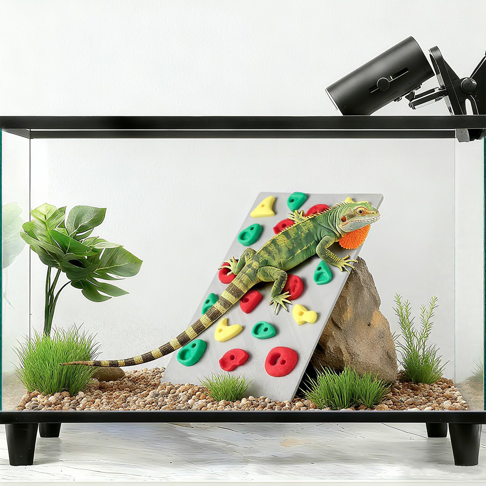 MITCHENIFY climbing wall closeup PLA material emphasizes sturdy, safe habitat decor.