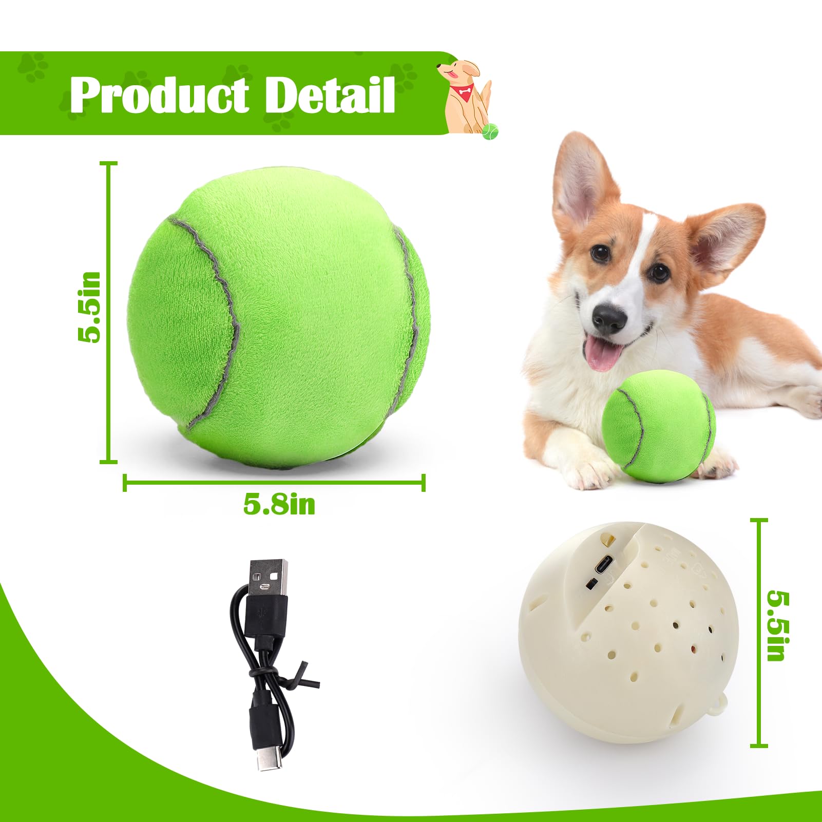 Miti Rain ball package includes toy and charging cable for gifting.