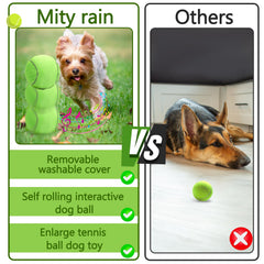Miti Rain rechargeable dog toy with charging cable supports longer play sessions.