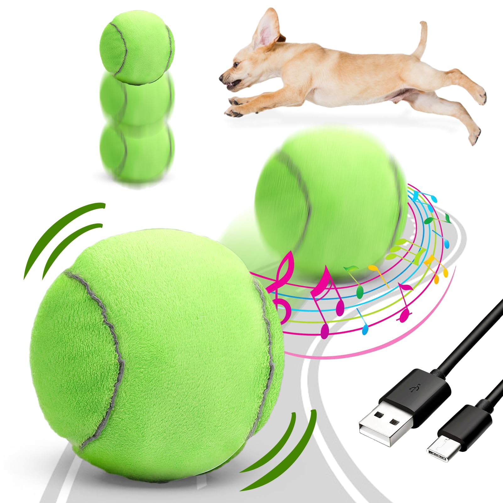 Miti Rain self-moving ball wiggles to engage dogs during playtime.