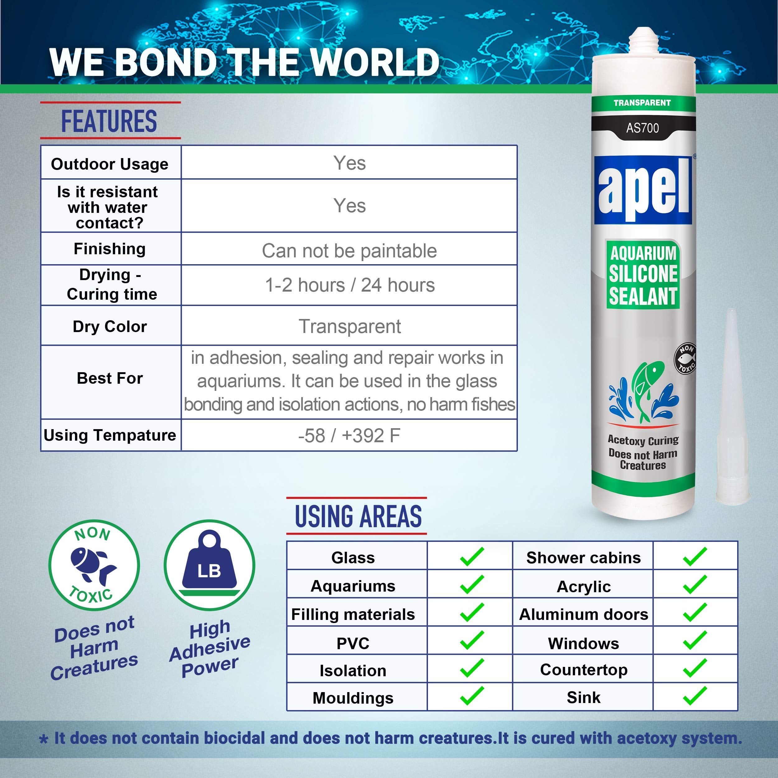 Mitreapel Aquarium Sealant cured joint remains flexible and crack-resistant.