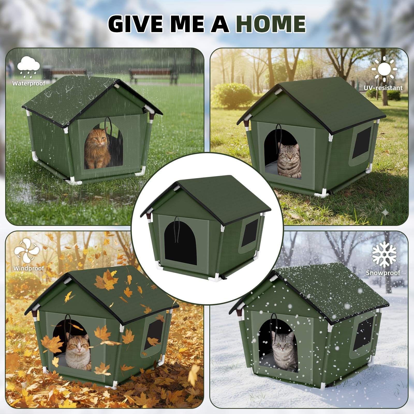 Mittimiya cat house folds compactly for storage or travel convenience.
