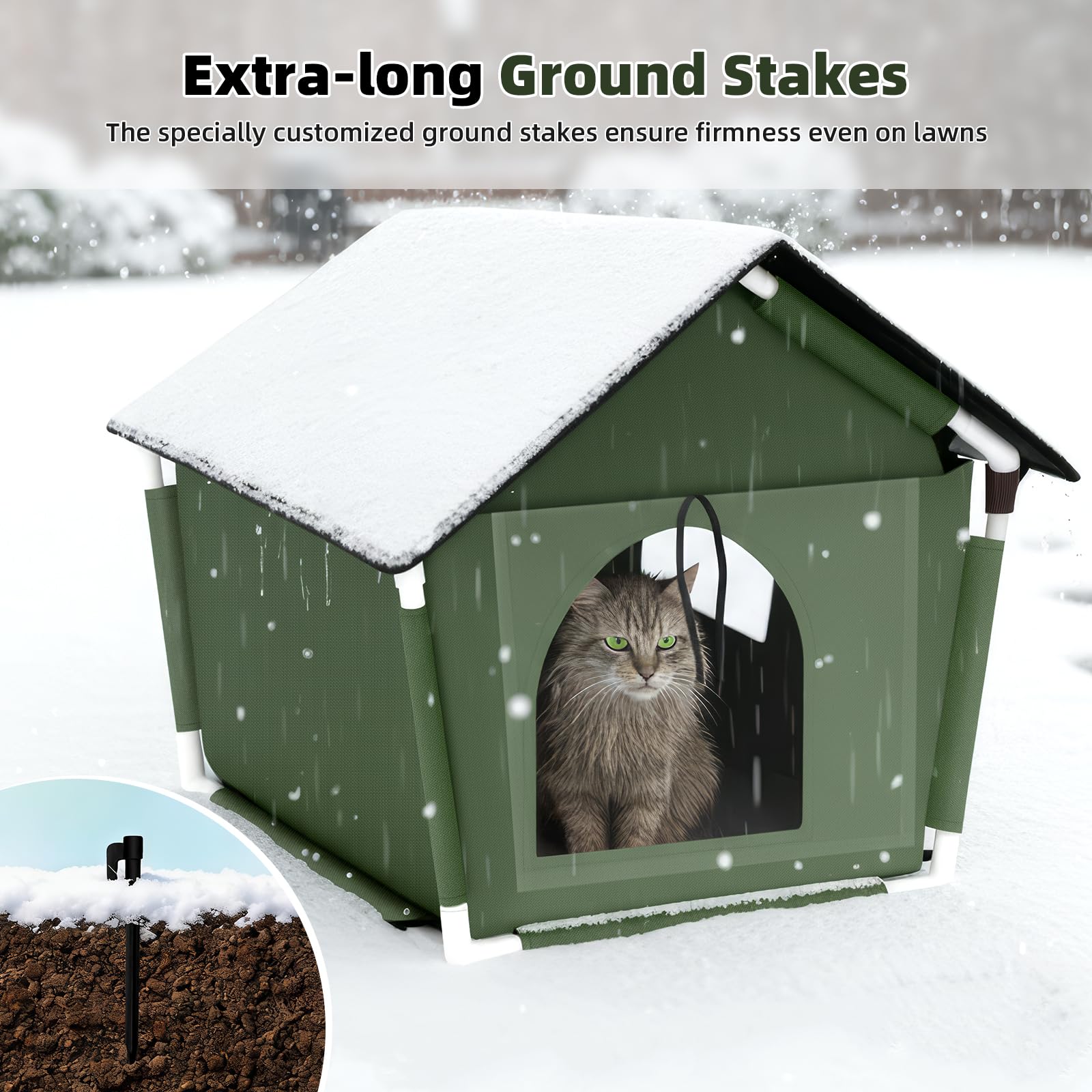 Mittimiya Outdoor Cat House 35x40x42 cm accommodates up to 25 lbs for versatility.