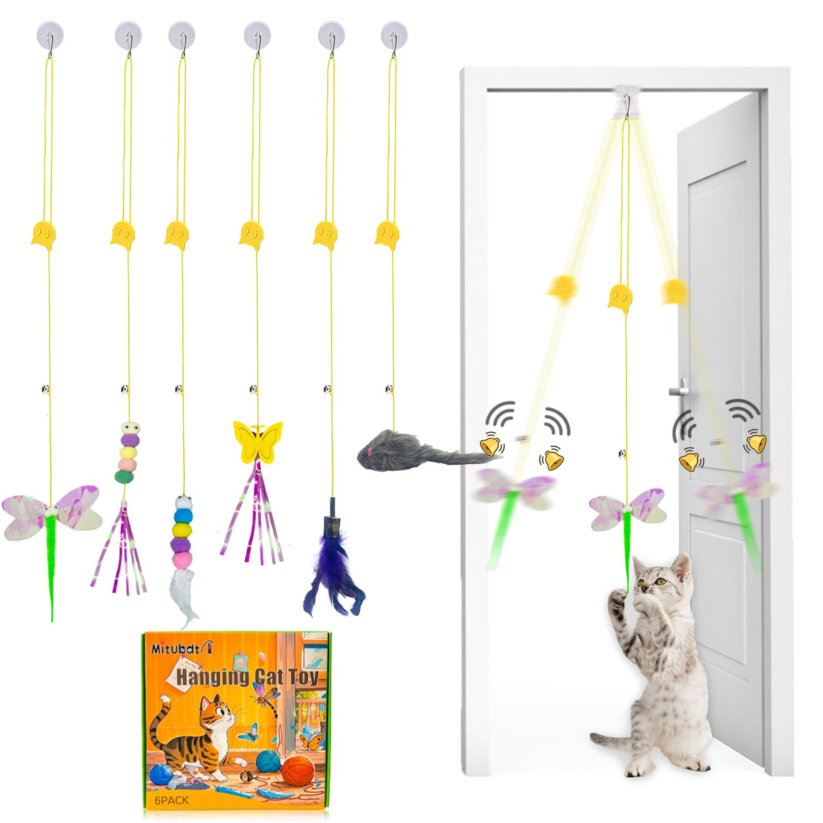 Mitubati door-hanging bird toy setup promotes indoor exercise and active play
