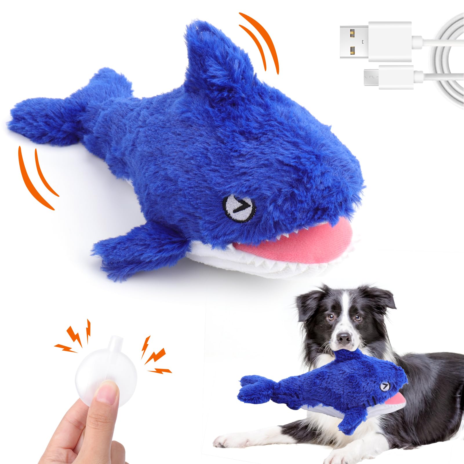 Mity rain 2-in-1 interactive shark dog toy for engaging playtime and squeak rewards