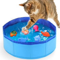 Mity rain Cat Water Toy Pool for indoor cooling and interactive play.