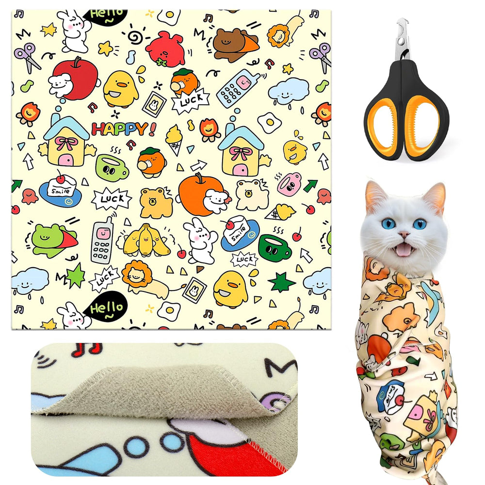 Mity Rain cat wrap and nail clipper in action for safe grooming.