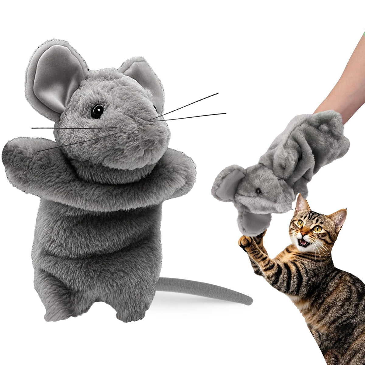Mity Rain cat wrestling toy puppet front view shows safe indoor play