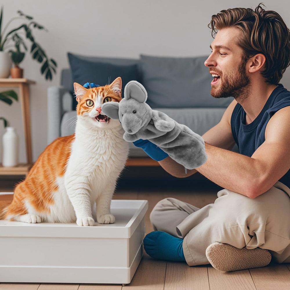 Mity rain cat wrestling toy puppet durable plush for long lasting indoor play.
