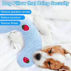 Mity rain dog pillow anxiety-relief view demonstrates calming use during thunderstorms.