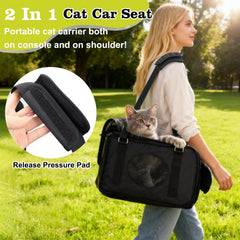 Mity Rain foldable pet car seat storage folds flat for compact storage.