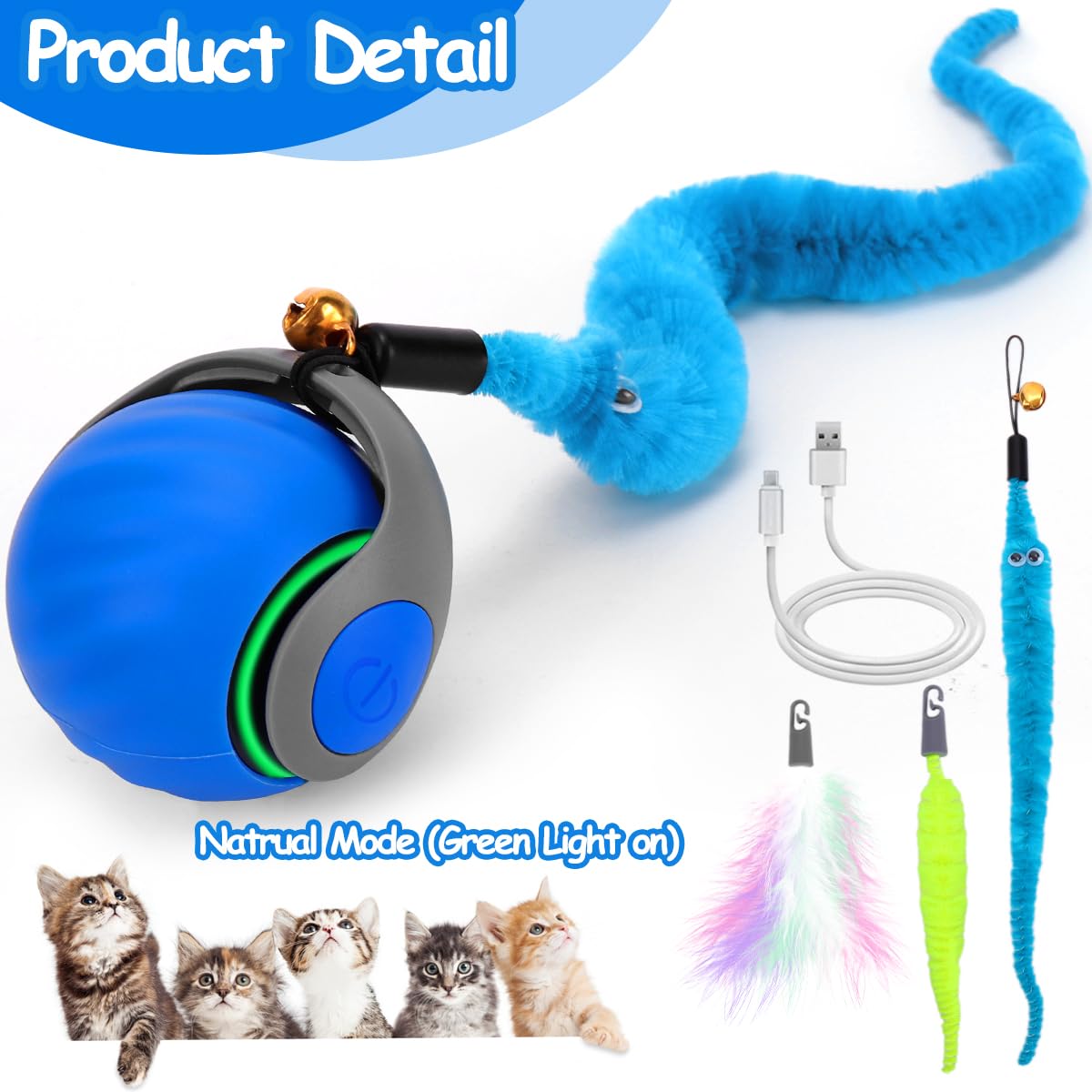 Mity Rain interactive cat toy ball obstacle-sensor maintains safe play