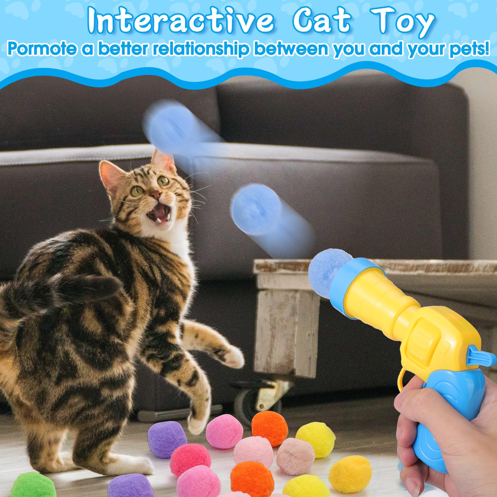 Mity Rain jingle balls add auditory stimulation during interactive play for cats.