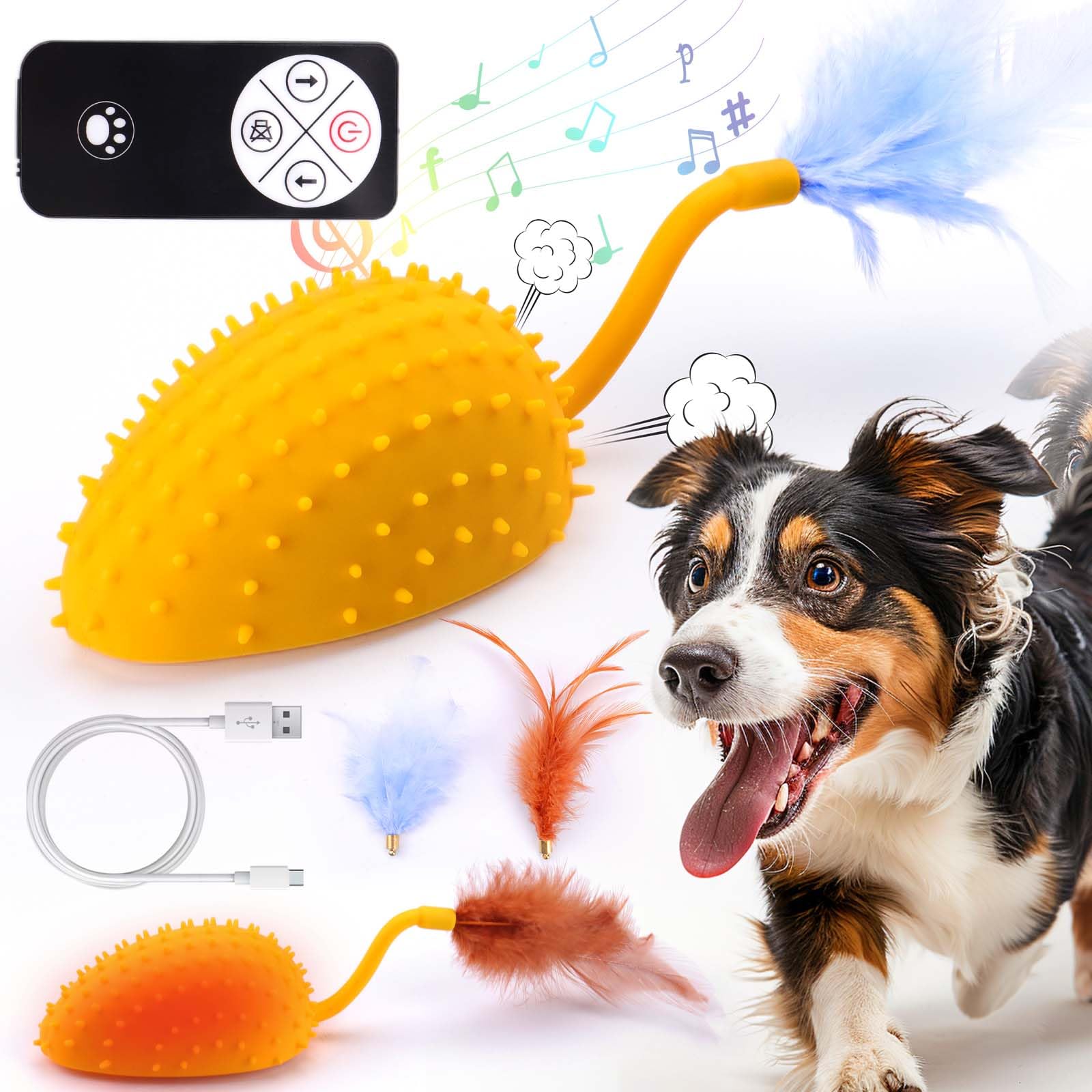 Mity rain juguete interactivo para perros con control remoto y pluma