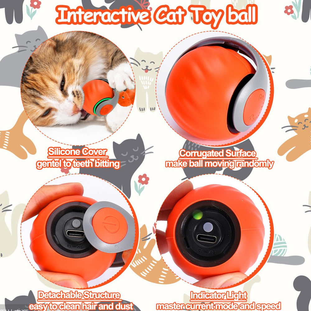 Mity Rain motion-activated cat ball responds to patting for interactive fun.