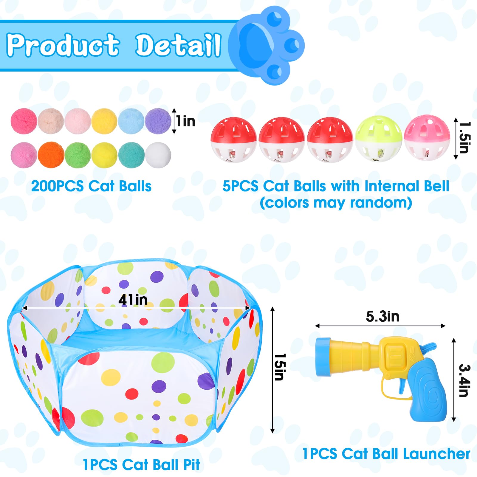 Mity Rain all-in-one enrichment kit ships with 200 pom poms and 5 bells.