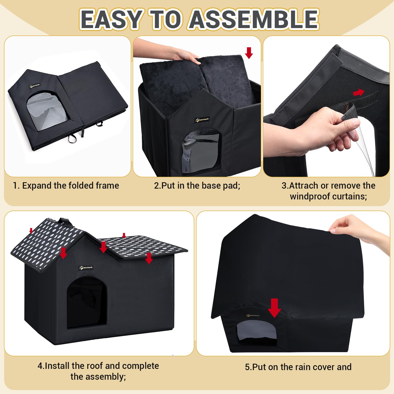 MIU COLOR Outdoor Cat House cleaning image shows easy maintenance outdoors.