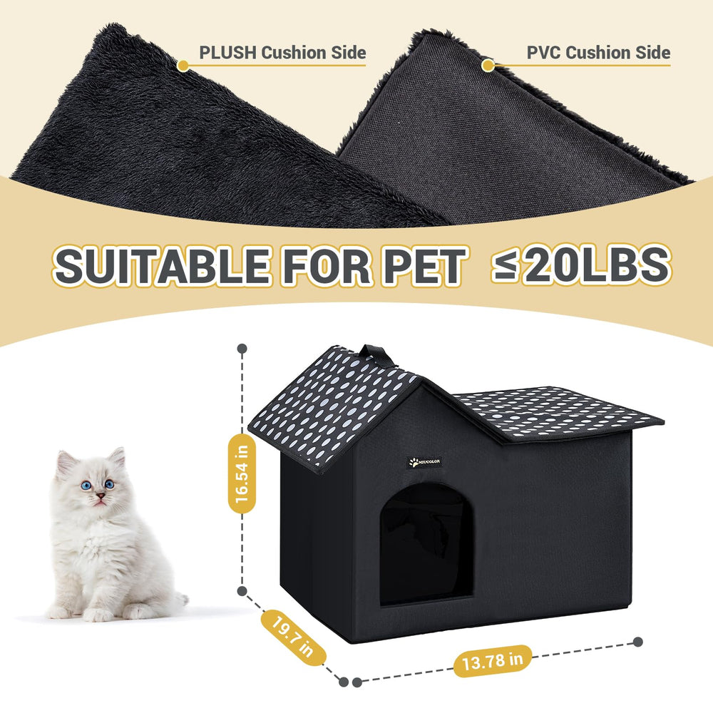 MIU COLOR Outdoor Cat House cushion close-up shows plush warmth for colder days.