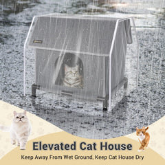 MIU COLOR outdoor cat house elevated frame keeps shelter dry from ground moisture.