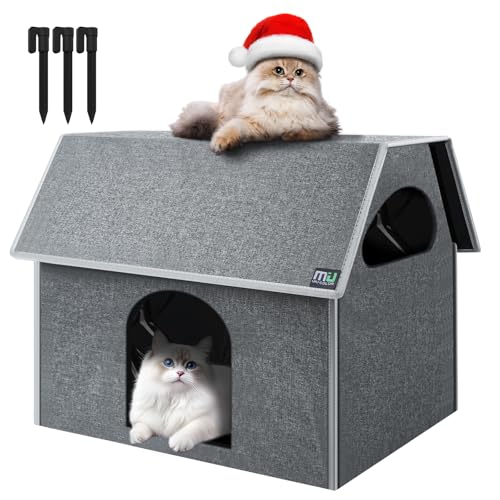 MIU COLOR Outdoor Cat House front view shows roomy shelter for outdoor cats.