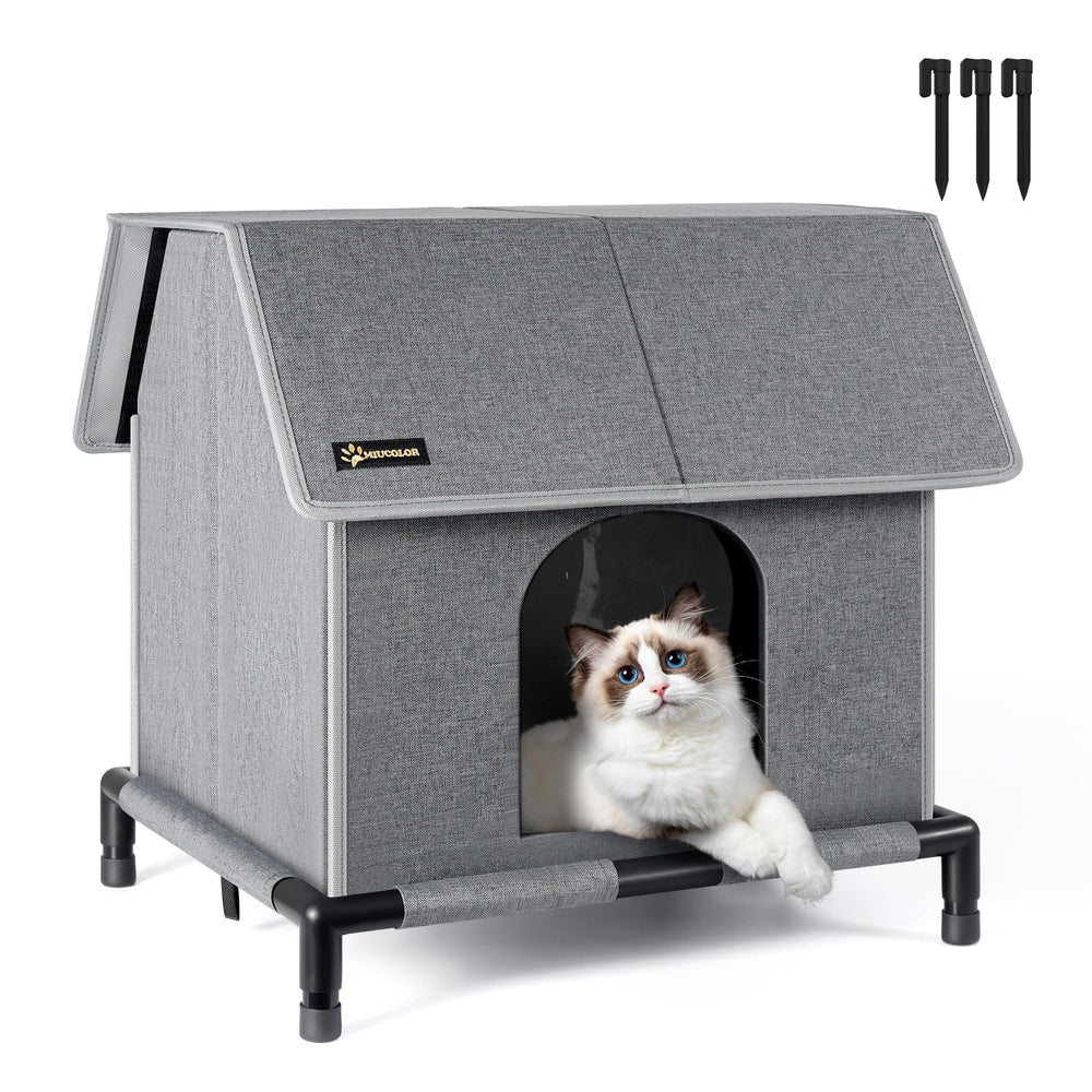 MIU COLOR outdoor cat house insulated aluminum material keeps cat warm and dry.