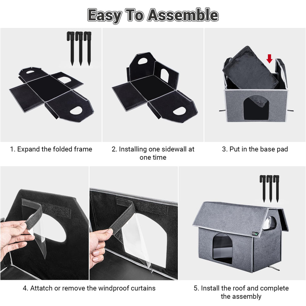 MIU COLOR Outdoor Cat House removable mat simplifies cleaning after outdoor adventures.