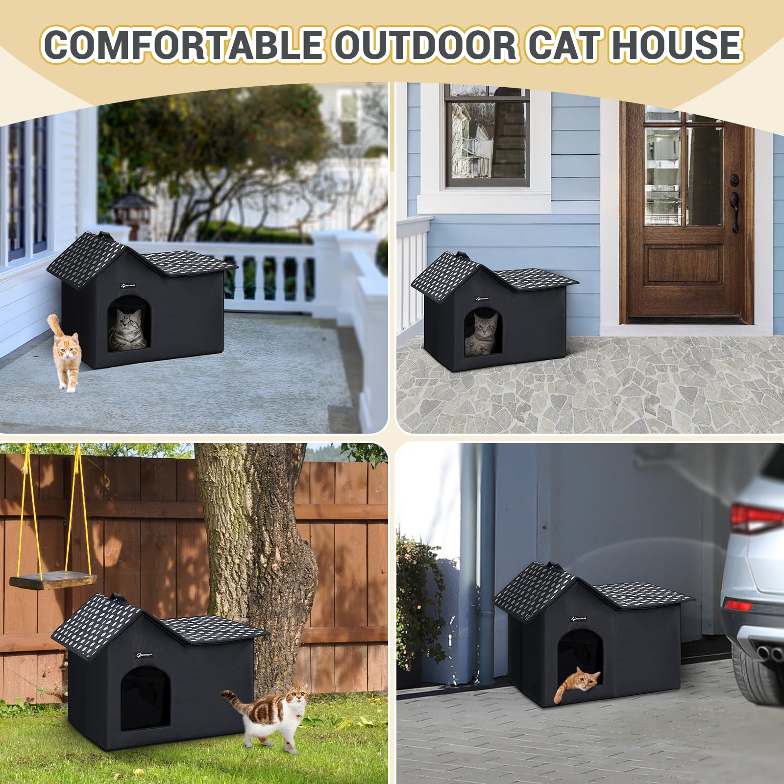 MIU COLOR Outdoor Cat House removable padding demonstrates easy cleaning and refresh.