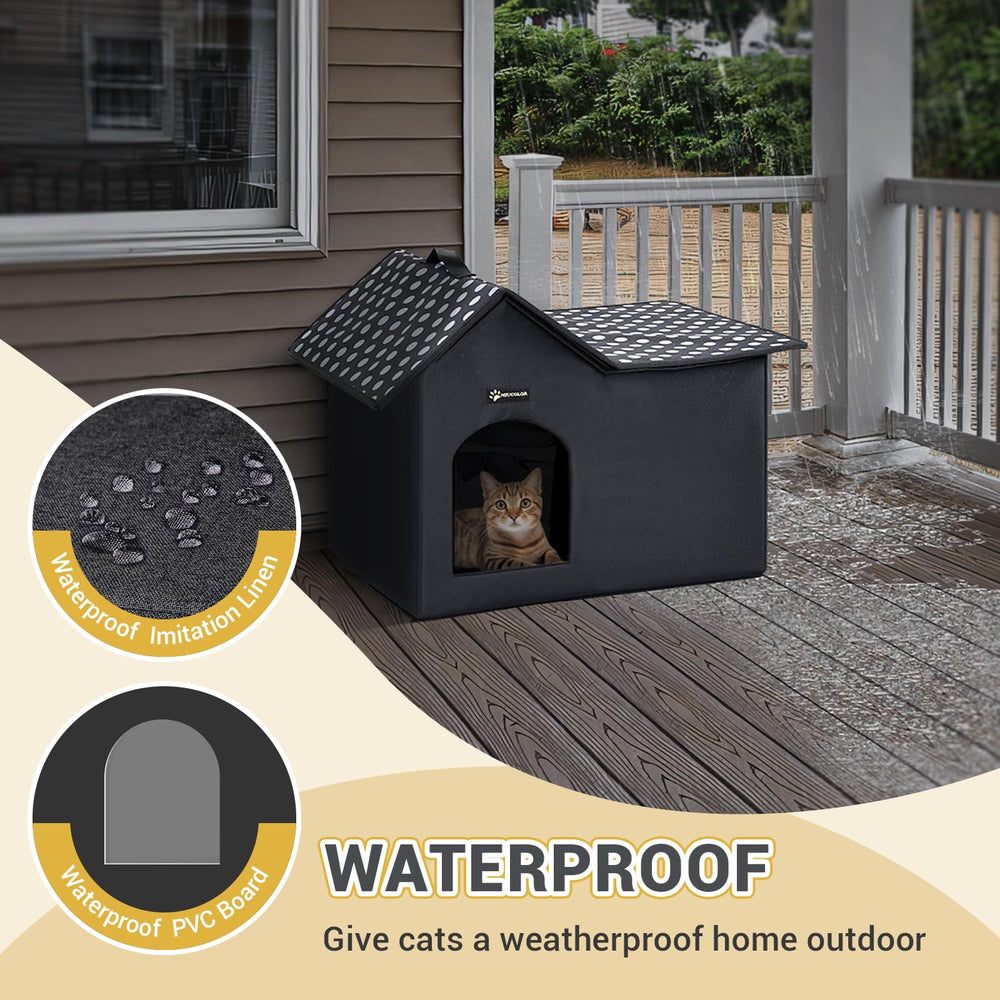 MIU COLOR Outdoor Cat House top view with double roof highlights year-round comfort.