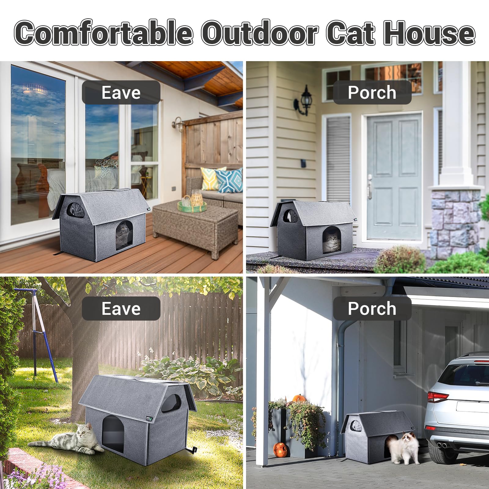 MIU COLOR Outdoor Cat House waterproof material emphasizes rain protection during outdoor use.