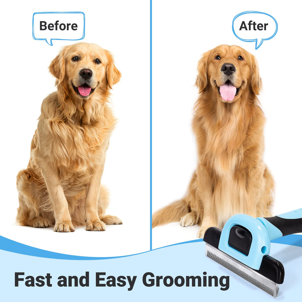 MIU COLOR grooming brush anti-slip handle aiding comfortable pet grooming sessions.